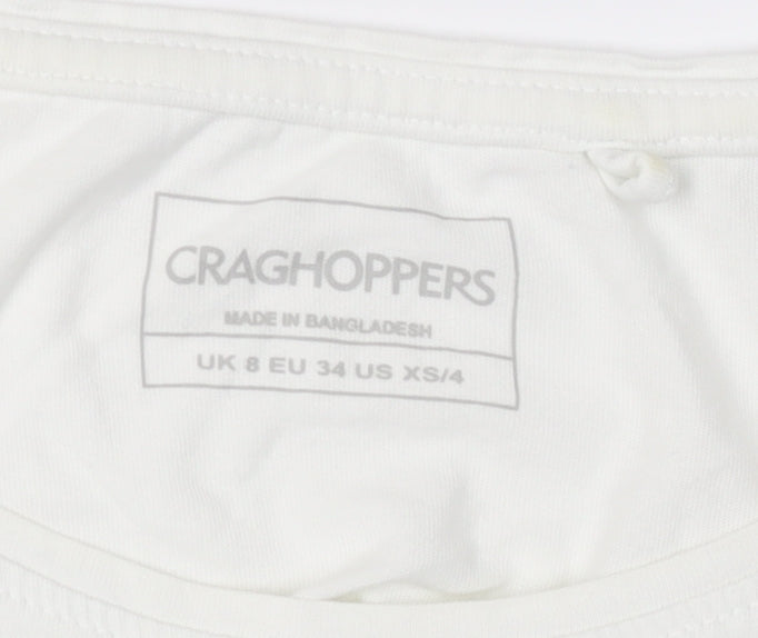 Craghoppers Girls White Floral Embroidered T-Shirt XS
