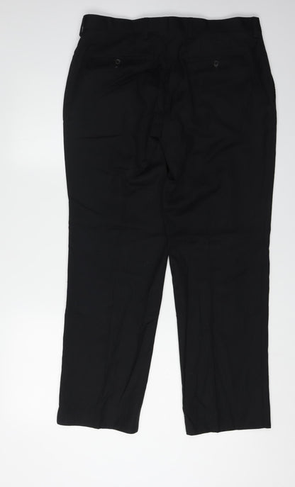 Next Signature Men's Black Wool Trousers - Size 34
