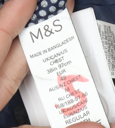 Mens UK Size 38 Marks and Spencer Regular Blue Suit Jacket