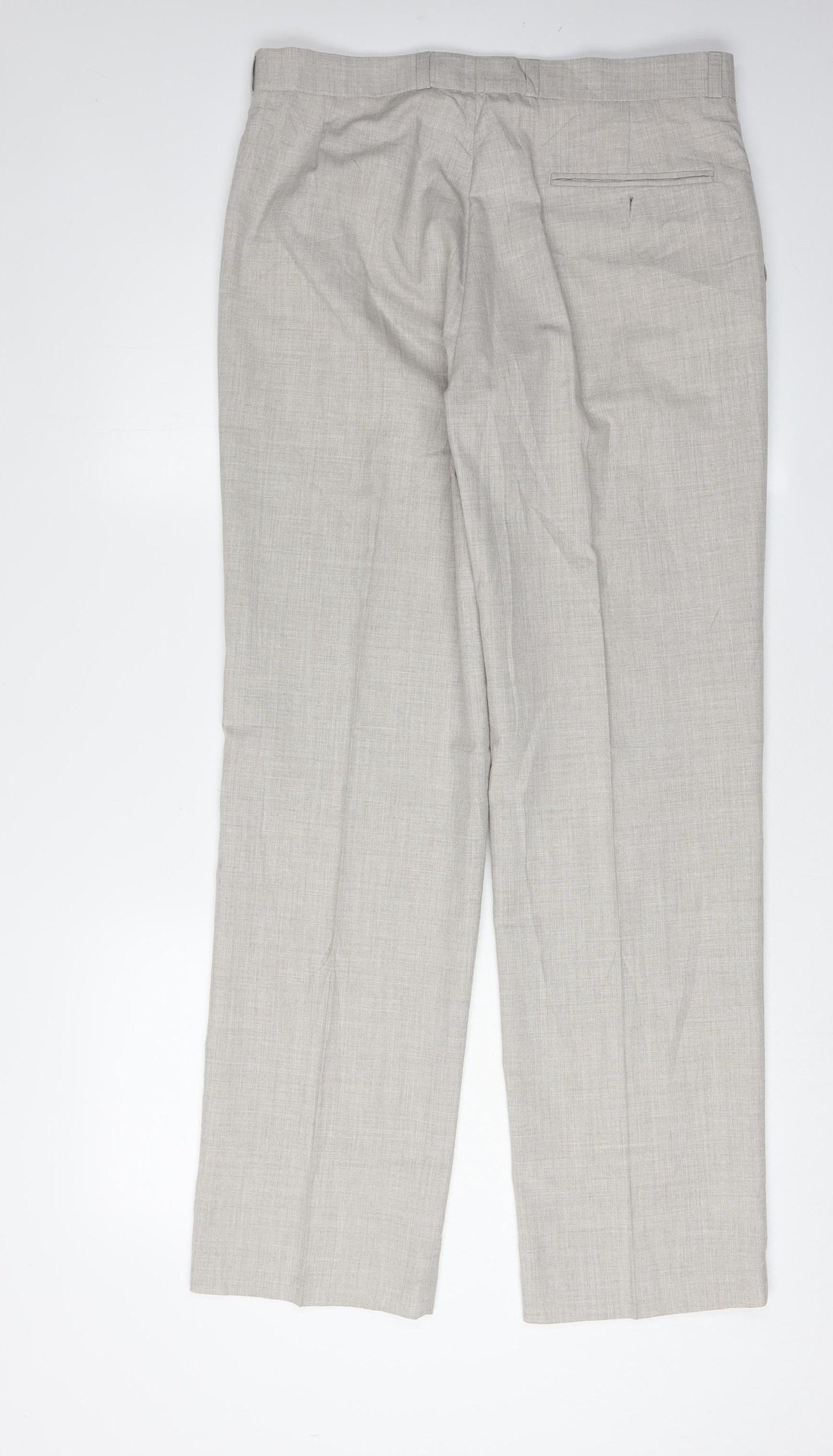 Gurteen Men's Grey Trousers Size 34 Regular Polyester Viscose