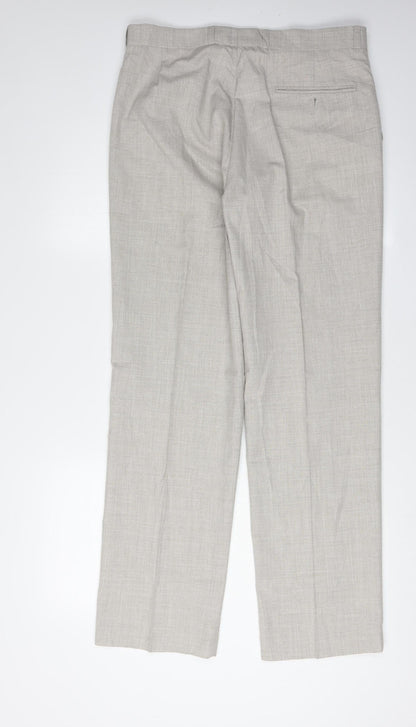 Gurteen Men's Grey Trousers Size 34 Regular Polyester Viscose
