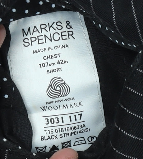 Mens UK Size 42 Marks and Spencer Regular Black Suit Jacket