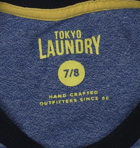 Tokyo Laundry Boys Blue Crew Neck T-Shirt Size 7-8