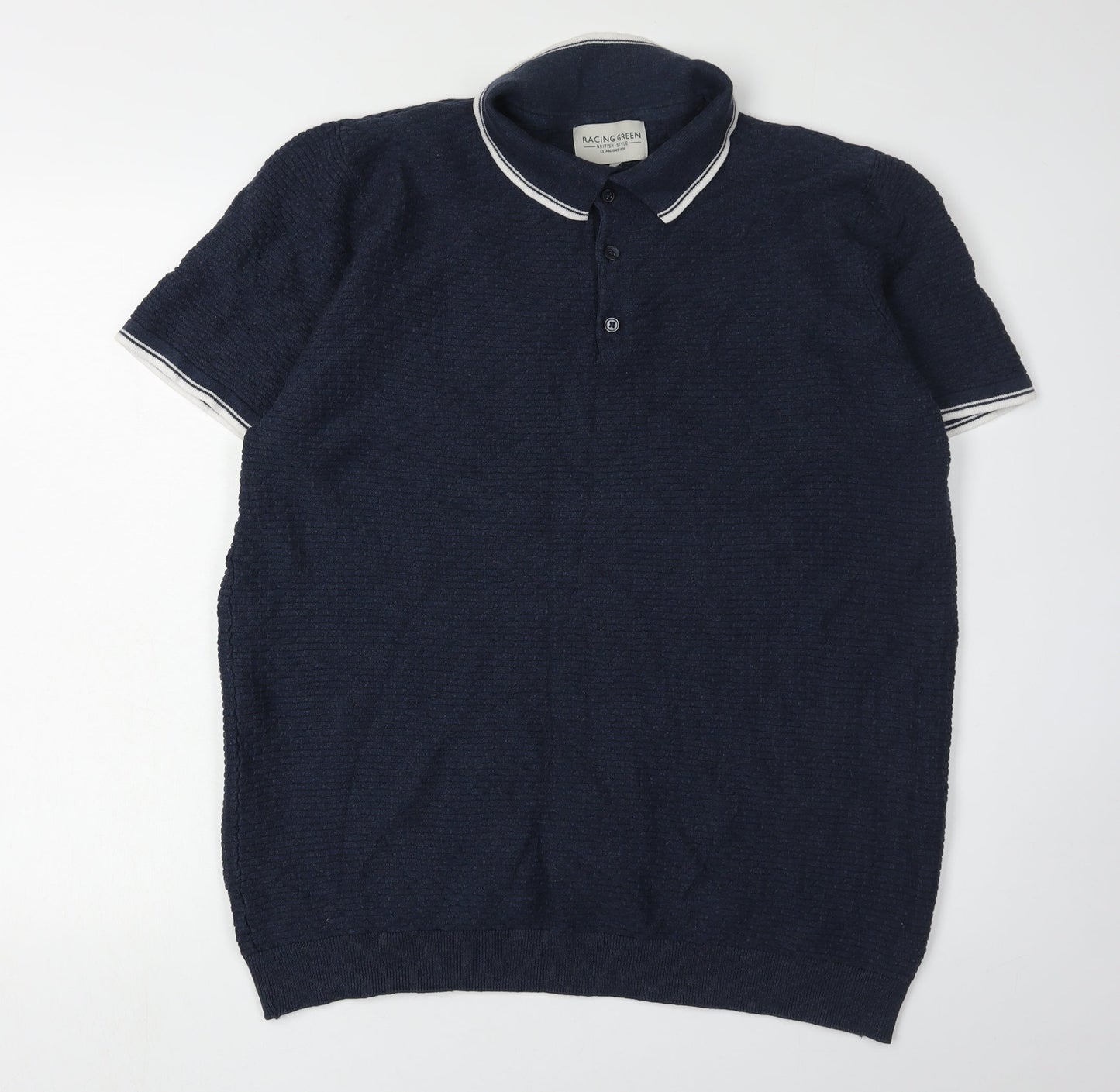 Racing Green Men's Blue Polo Shirt XL Cotton