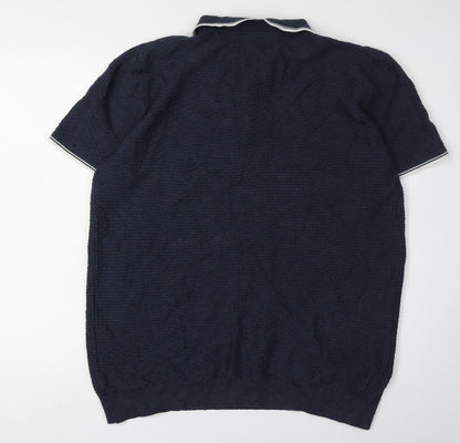 Racing Green Men's Blue Polo Shirt XL Cotton