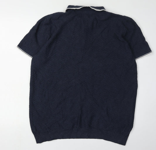 Racing Green Men's Blue Polo Shirt XL Cotton