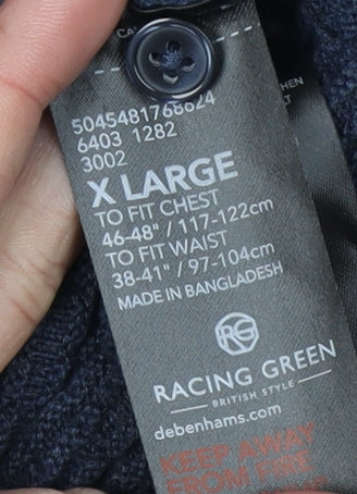 Racing Green Men's Blue Polo Shirt XL Cotton