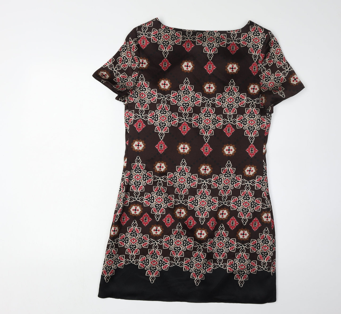 Monsoon Women's Brown Geometric Silk Dress Size 10