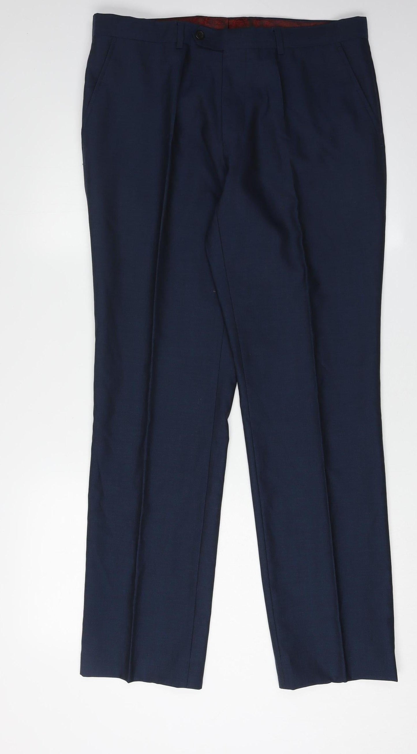 Next Men's Blue Dress Pants 34R - Formal Straight Trousers