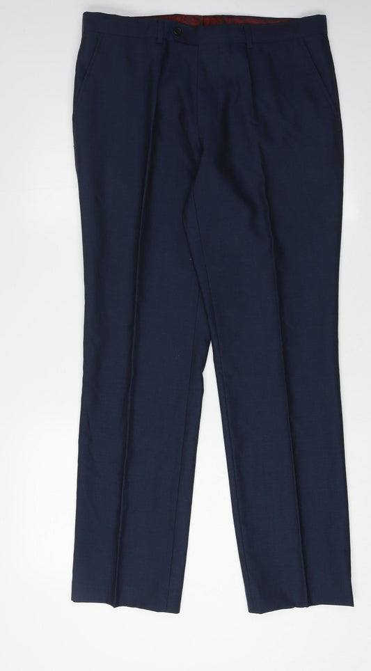 Next Men's Blue Dress Pants 34R - Formal Straight Trousers
