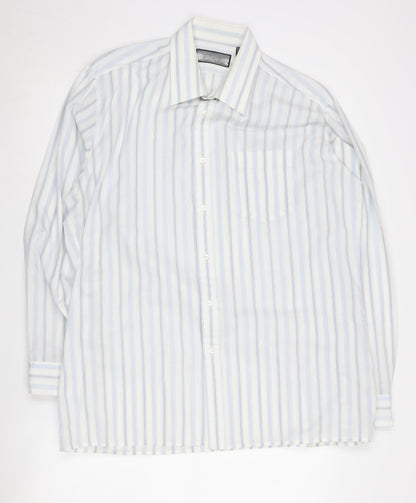 Stafford Men's Blue Striped Long Sleeve Button-Up Shirt