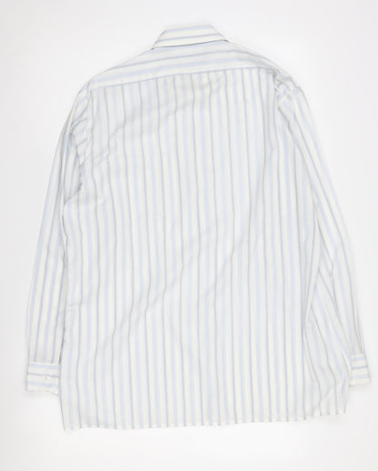 Stafford Men's Blue Striped Long Sleeve Button-Up Shirt