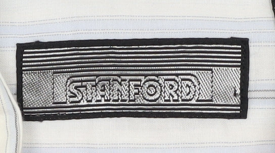 Stafford Men's Blue Striped Long Sleeve Button-Up Shirt