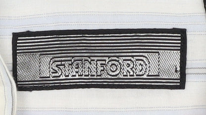 Stafford Men's Blue Striped Long Sleeve Button-Up Shirt