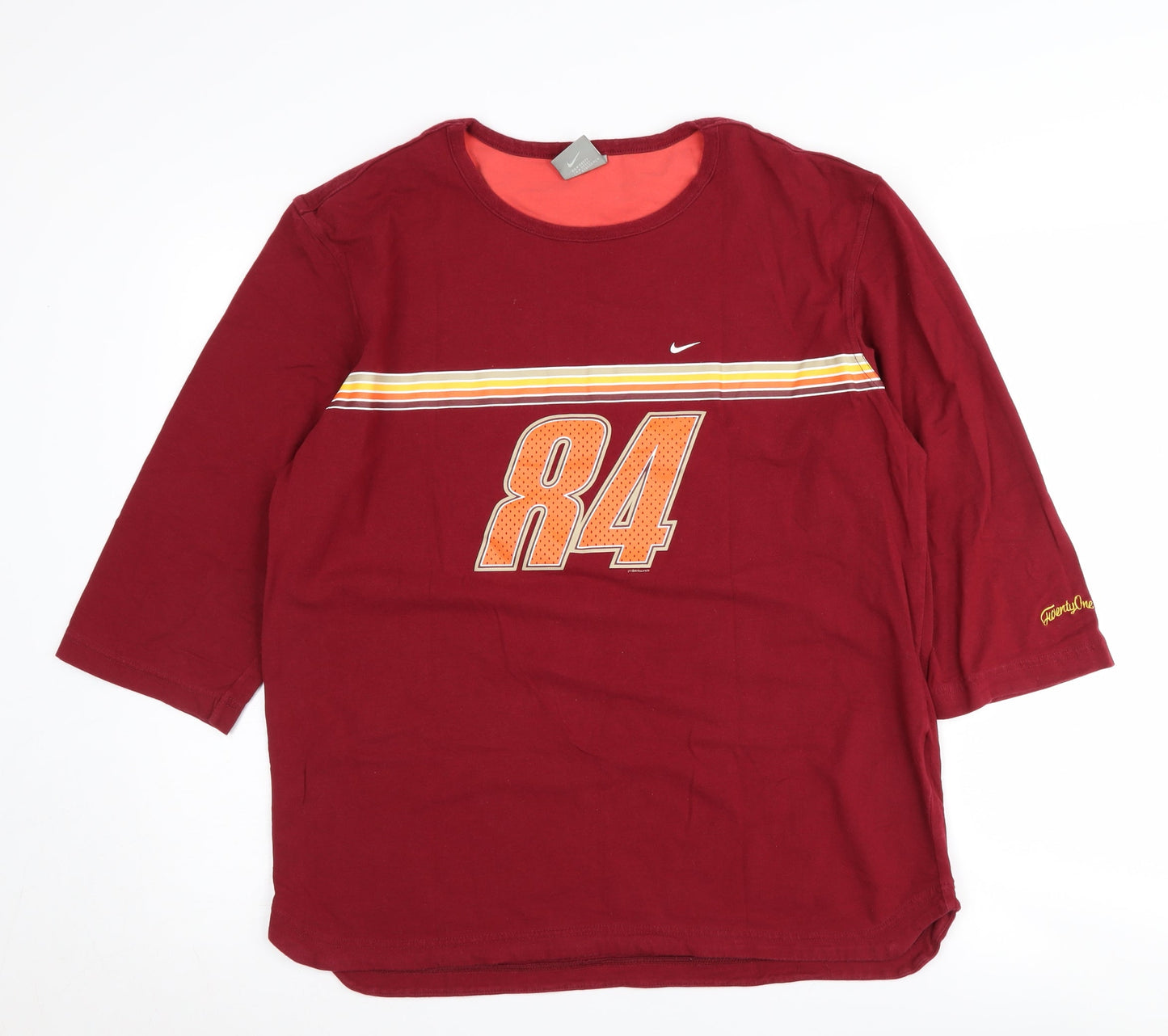 Nike Red 3/4 Sleeve T-Shirt Unisex L Comfortable Fit