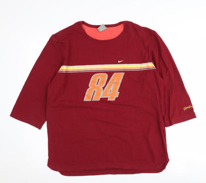 Nike Red 3/4 Sleeve T-Shirt Unisex L Comfortable Fit