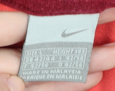 Nike Red 3/4 Sleeve T-Shirt Unisex L Comfortable Fit