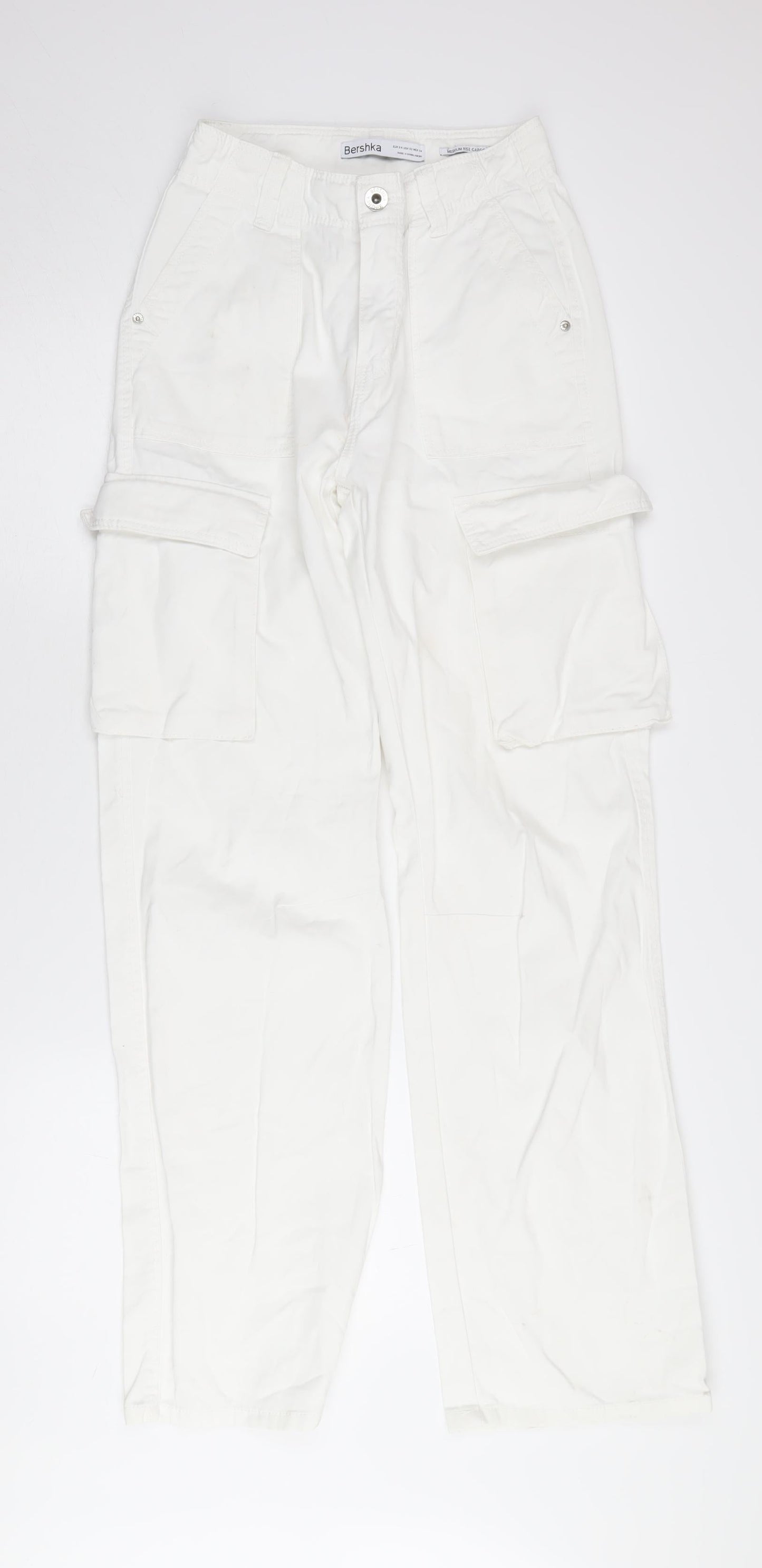 Womens UK Size 6 Bershka  Cargo White Trousers