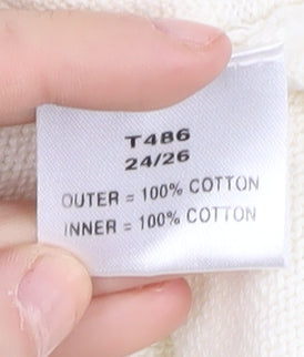 Damart Women's Ivory Crochet Pullover, Size 24, V-Neck