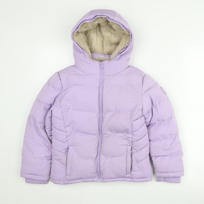 SoulCal & Co Girls Purple Puffer Jacket 7-8 Years Hooded