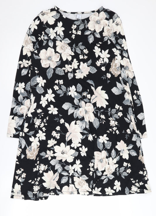 Old Navy Women's Black Floral Medium Shift Dress