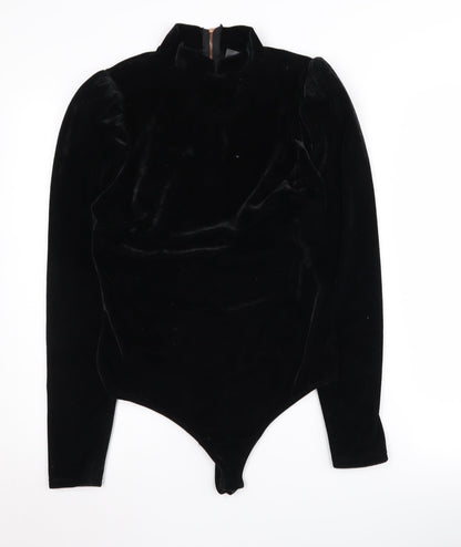 Lipsy Women's Black Velvet Bodysuit, Size L