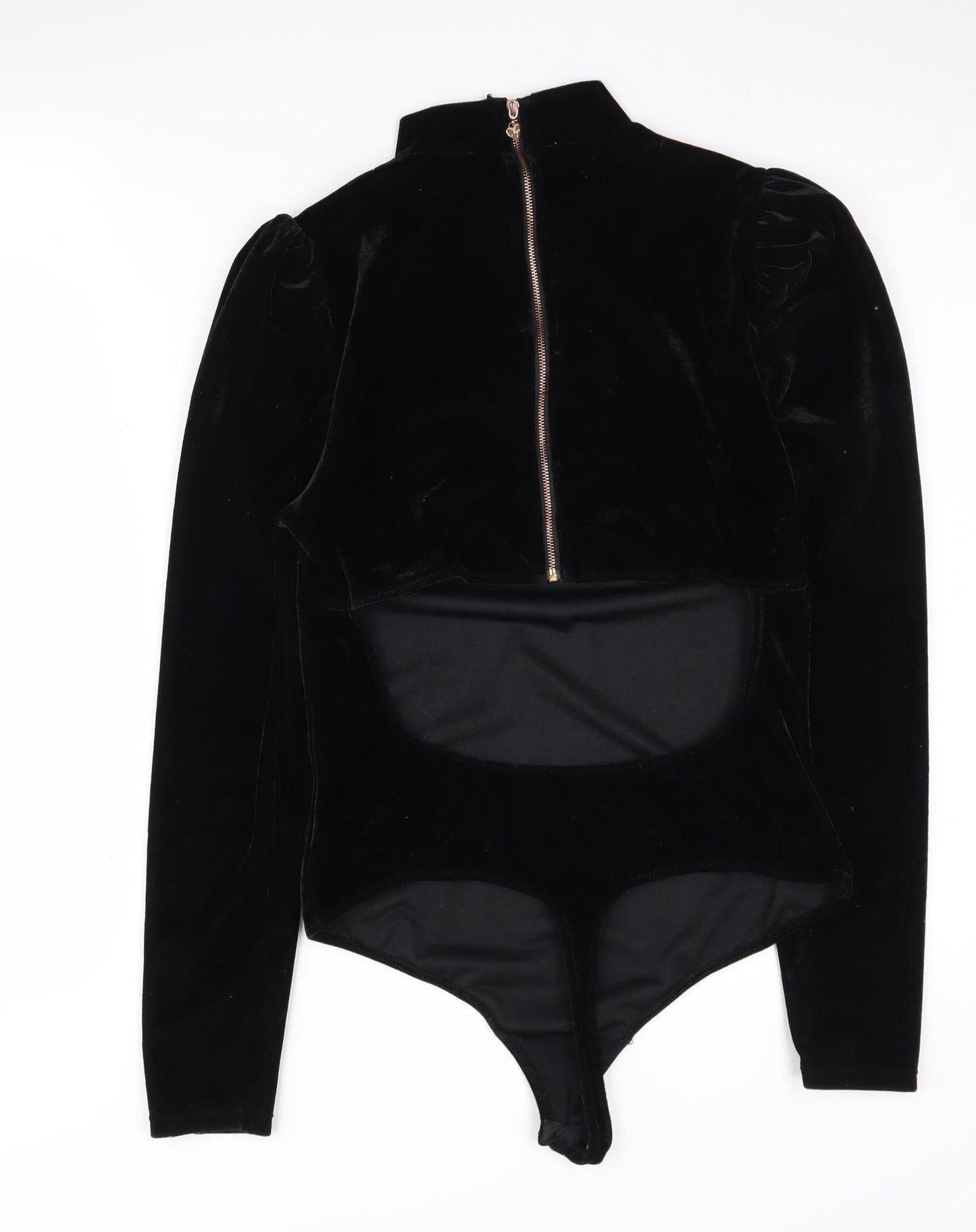 Lipsy Women's Black Velvet Bodysuit, Size L