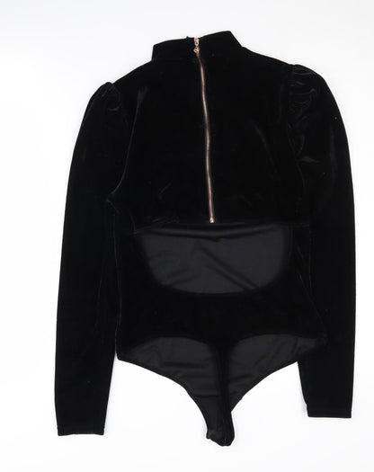 Lipsy Women's Black Velvet Bodysuit, Size L