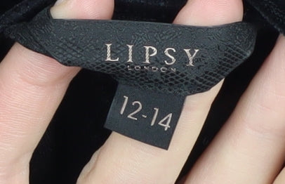 Lipsy Women's Black Velvet Bodysuit, Size L