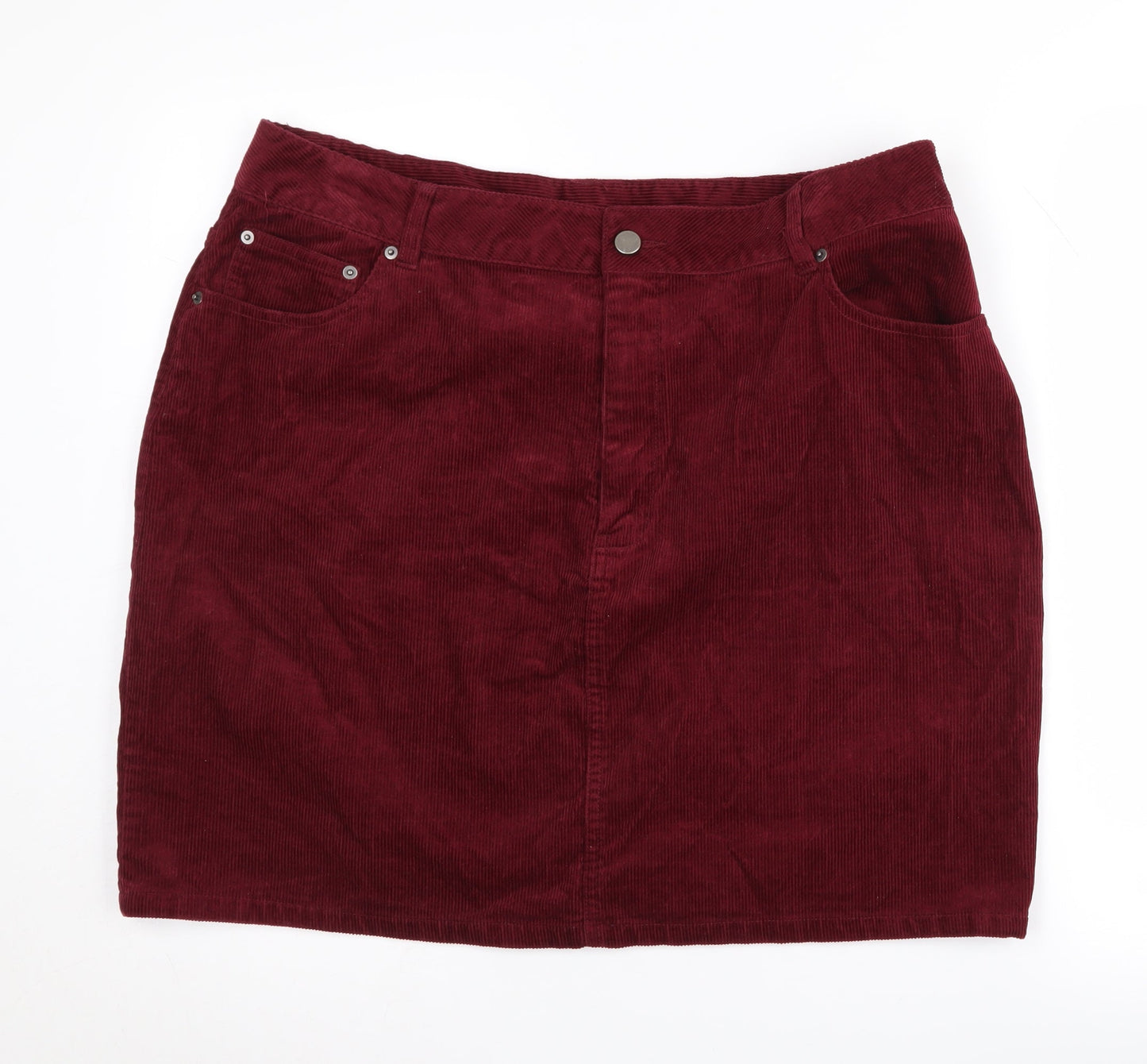 ASOS Women's Red Corduroy Skirt Size 18 with Pockets