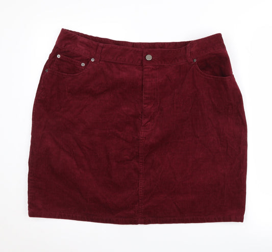 ASOS Women's Red Corduroy Skirt Size 18 with Pockets