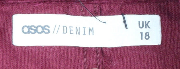 ASOS Women's Red Corduroy Skirt Size 18 with Pockets