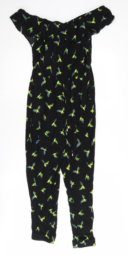 Oasis Women's Black Animal Print Jumpsuit Size 10