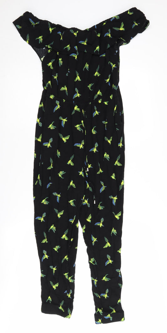 Oasis Women's Black Animal Print Jumpsuit Size 10