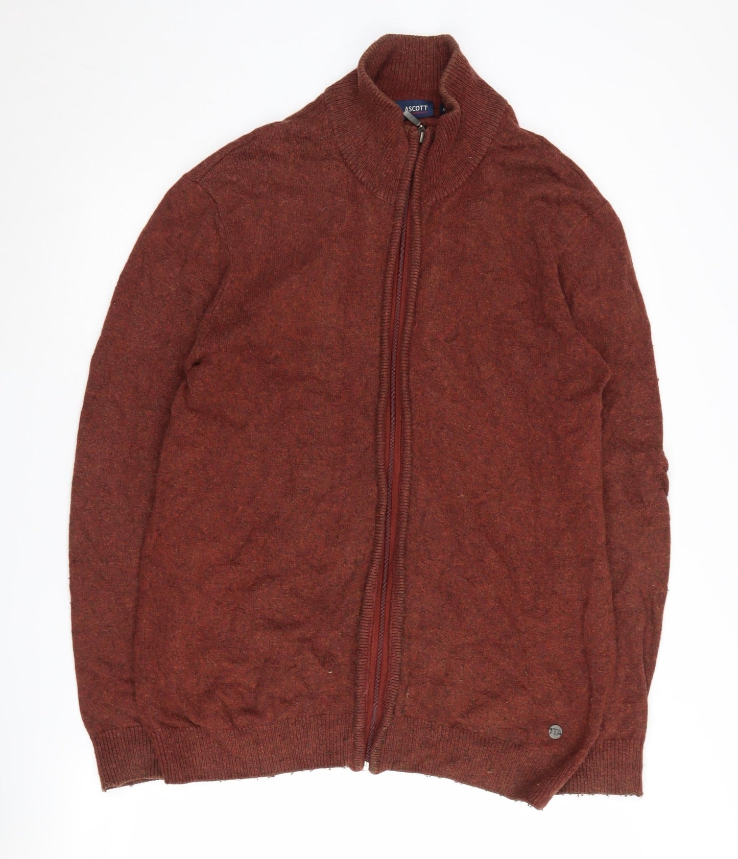 J.T. ASHCOTT Men's Brown Full Zip XL Wool Blend Jumper