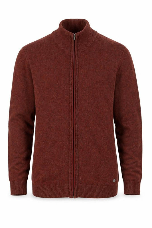 J.T. ASHCOTT Men's Brown Full Zip XL Wool Blend Jumper