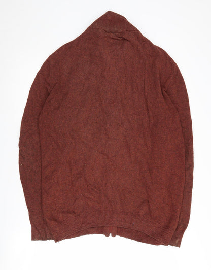 J.T. ASHCOTT Men's Brown Full Zip XL Wool Blend Jumper