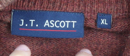 J.T. ASHCOTT Men's Brown Full Zip XL Wool Blend Jumper
