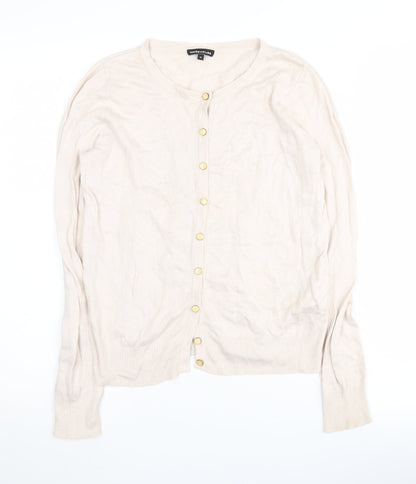 Womens UK Size M Warehouse Ivory Cardigan Jumper