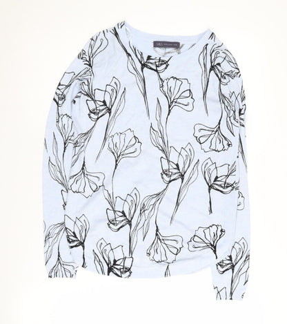 Marks and Spencer Women's Blue Floral Jumper Size 6