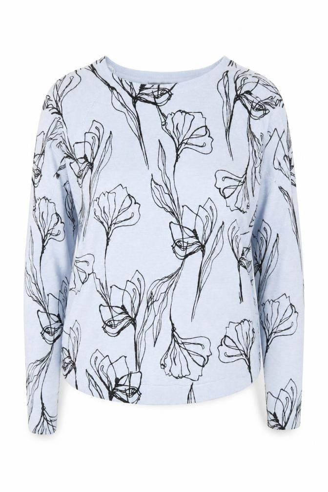 Marks and Spencer Women's Blue Floral Jumper Size 6