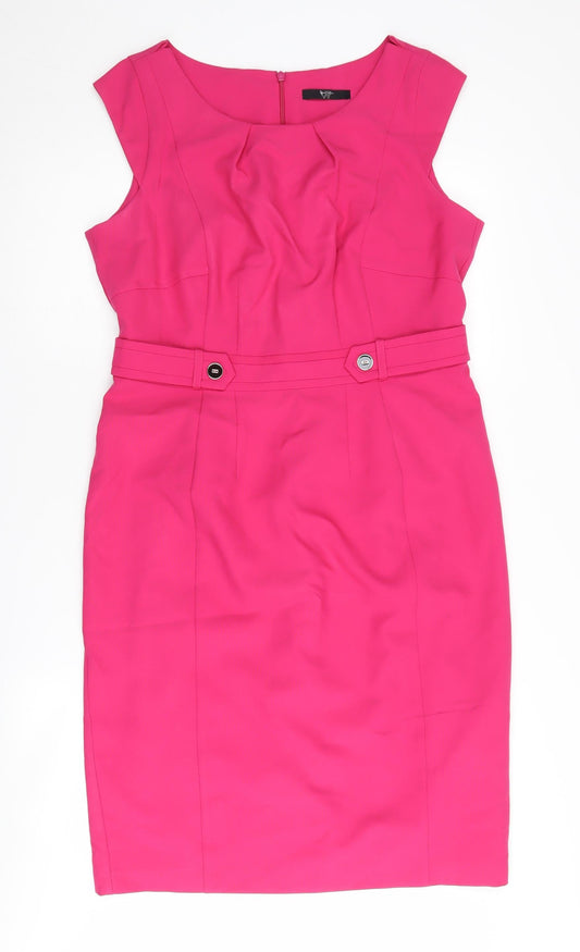 BHS Women's Pink Knee Length Sheath Dress Size 14
