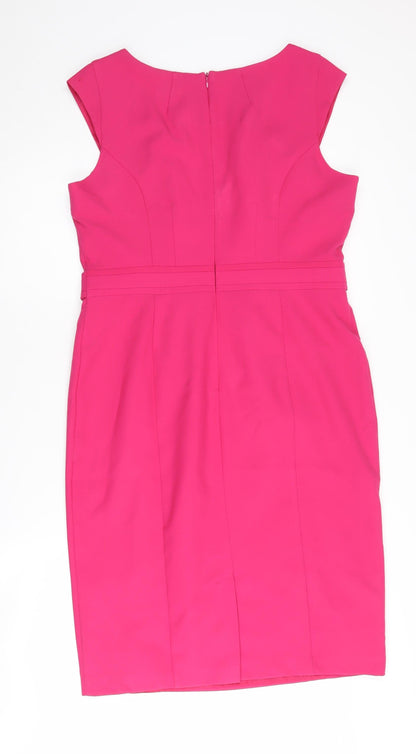 BHS Women's Pink Knee Length Sheath Dress Size 14
