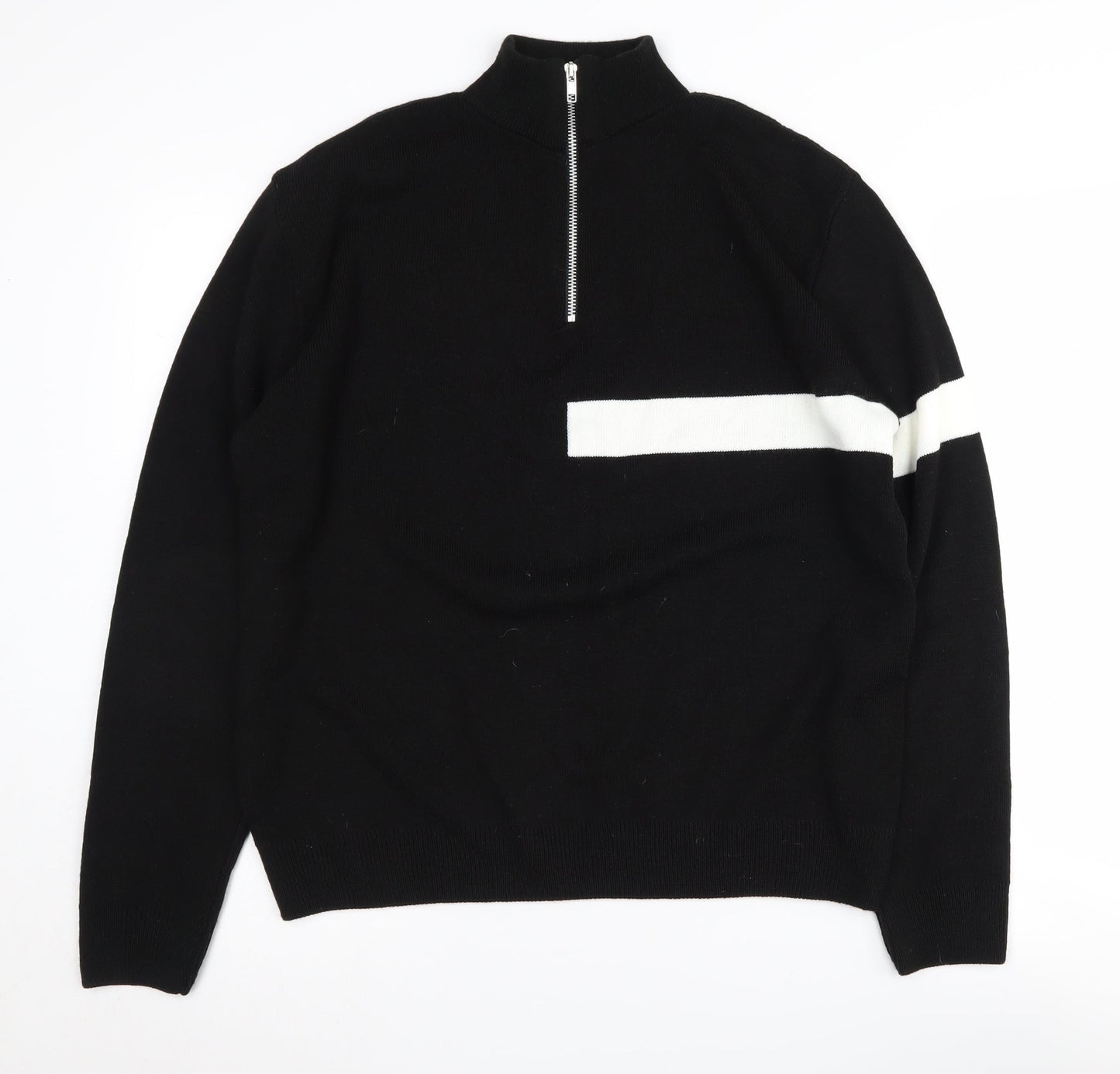 boohooMAN Men's Black Medium Full Zip Jumper