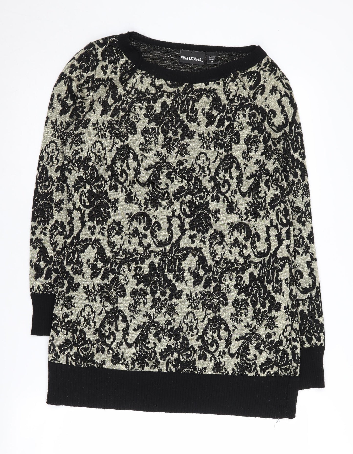 Womens UK Size M Nina Leonard Black Pullover Jumper