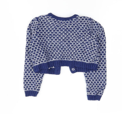 Mini Club Girls Blue Cardigan 2-3 Years Geometric Pattern