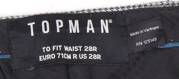 Topman Men's Grey Check Trousers - 28R