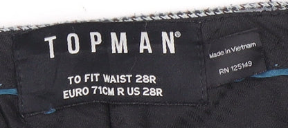 Topman Men's Grey Check Trousers - 28R