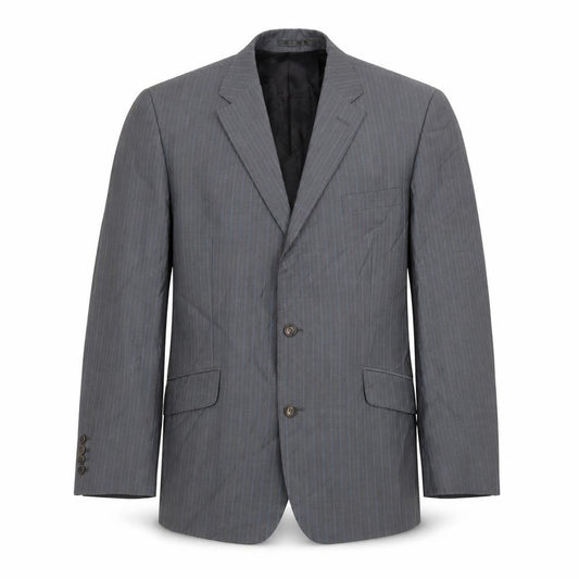 Front view of Harvey Nichols Grey Striped Blazer 44 Regular Fit