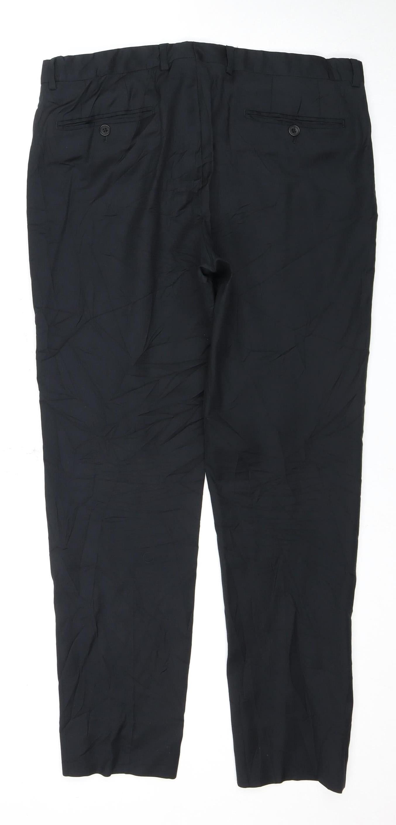 Reda Men's Black Wool Trousers Size 35